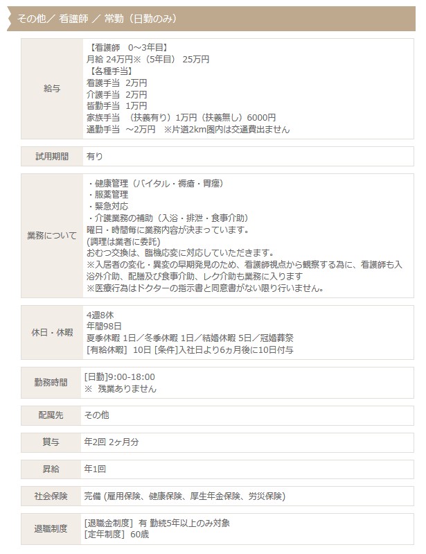 介護施設求人例